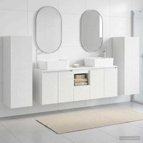 Комплект мебели за баня 5 бр. Бял гланц 33 x 34,5 x 100 см