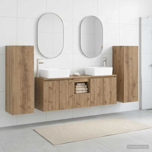 Комплект мебели за баня 5 бр. Дъб артизан 33 x 34,5 x 100 см