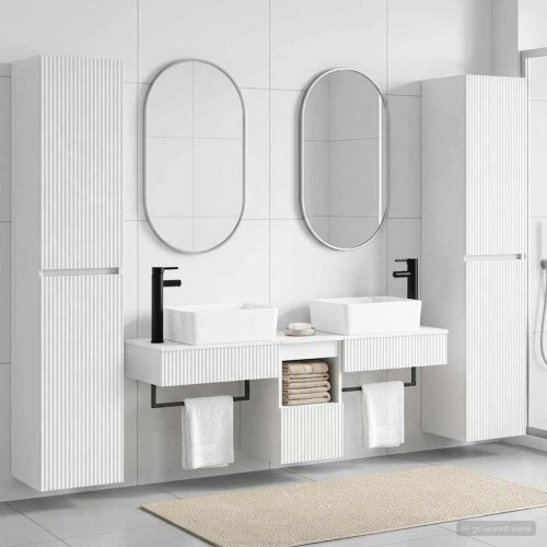 Комплект мебели за баня 5 бр. Бял гланц 33 x 34,5 x 160 см