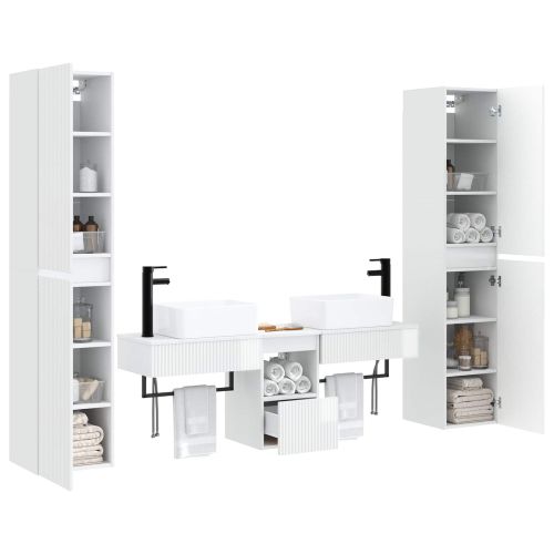 Комплект мебели за баня 5 бр. Бял гланц 33 x 34,5 x 160 см