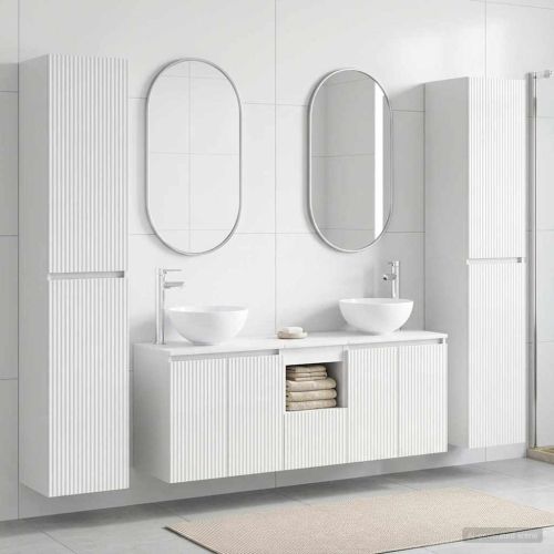 Комплект мебели за баня 5 бр. Бял гланц 33 x 34,5 x 160 см
