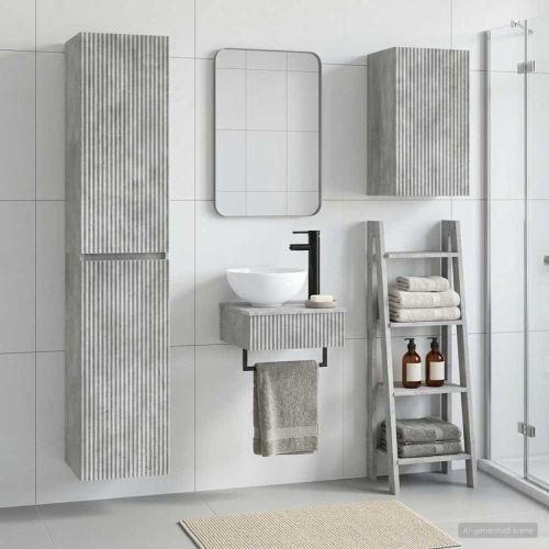 Комплект мебели за баня 3 бр. Бетонно сиво 33 x 34,5 x 160 см