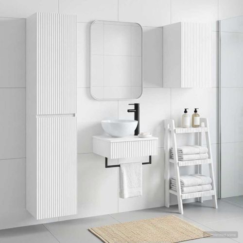 Комплект мебели за баня 3 бр. Бял гланц 33 x 34,5 x 160 см