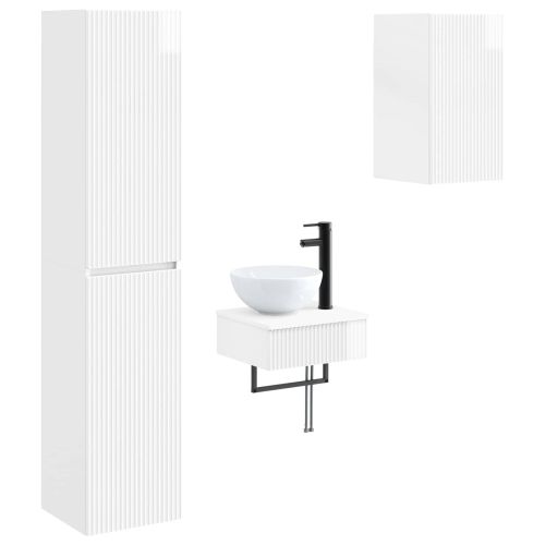 Комплект мебели за баня 3 бр. Бял гланц 33 x 34,5 x 160 см