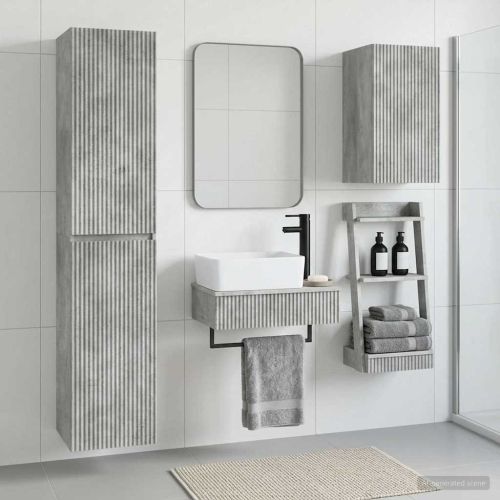 Комплект мебели за баня 3 бр. Бетонно сиво 33 x 34,5 x 160 см