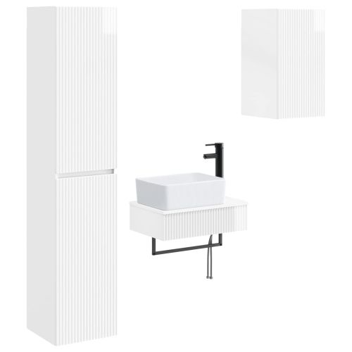 Комплект мебели за баня 3 бр. Бял гланц 33 x 34,5 x 160 см