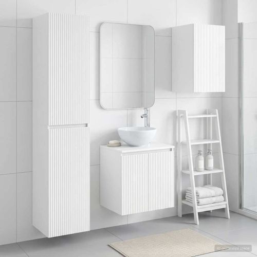 Комплект мебели за баня 3 бр. Бял гланц 33 x 34,5 x 160 см