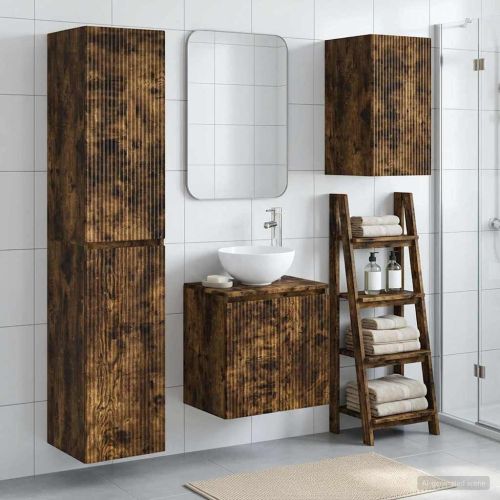 Комплект мебели за баня 3 бр. Опушен дъб 33 x 34,5 x 160 см