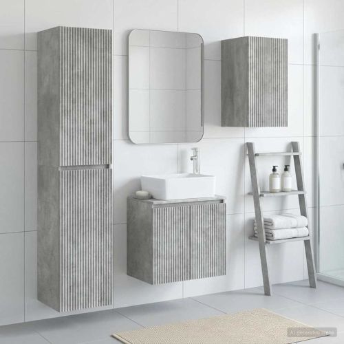 Комплект мебели за баня 3 бр. Бетонно сиво 33 x 34,5 x 160 см