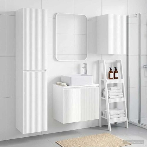 Комплект мебели за баня 3 бр. Бял гланц 33 x 34,5 x 160 см