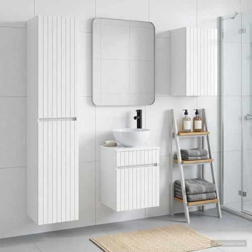 Комплект мебели за баня 3 бр. Бял гланц 33 x 34,5 x 160 см