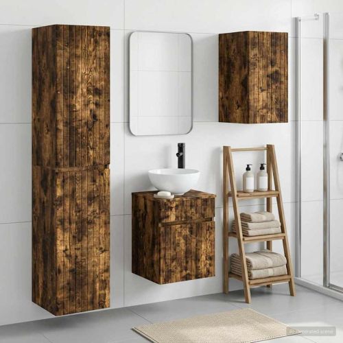Комплект мебели за баня 3 бр. Опушен дъб 33 x 34,5 x 160 см