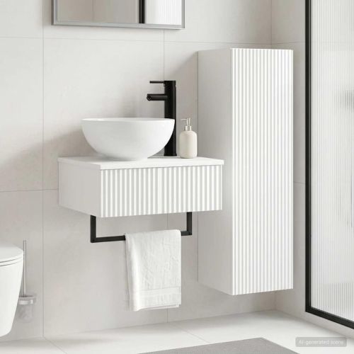 Комплект мебели за баня 2 бр. Бял гланц 33 x 34,5 x 100 см