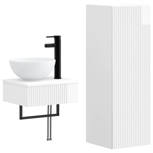 Комплект мебели за баня 2 бр. Бял гланц 33 x 34,5 x 100 см