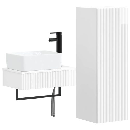 Комплект мебели за баня 2 бр. Бял гланц 33 x 34,5 x 100 см