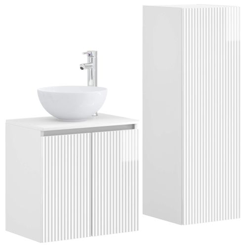 Комплект мебели за баня 2 бр. Бял гланц 33 x 34,5 x 100 см