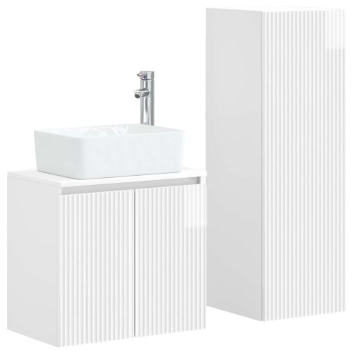 Комплект мебели за баня 2 бр. Бял гланц 33 x 34,5 x 100 см