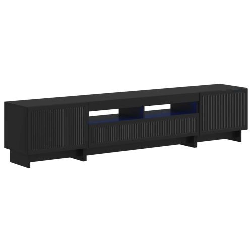 5 части LED ТВ шкаф Черно Инженерна дървесина