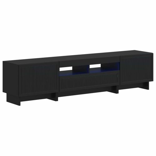 5 части LED ТВ шкаф Черно Инженерна дървесина