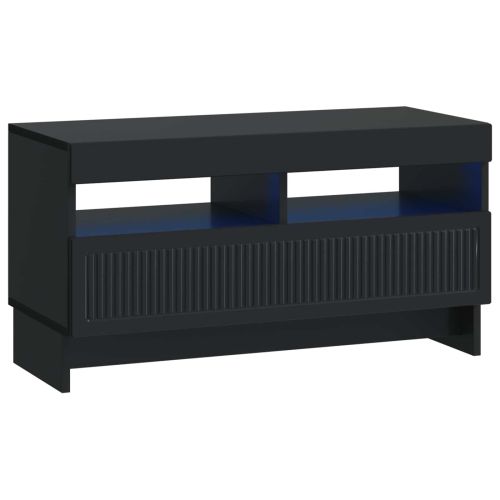 5 части LED ТВ шкаф Черно Инженерна дървесина