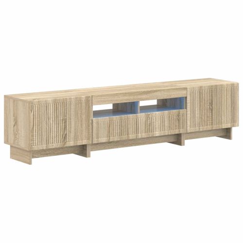 3 части LED ТВ шкаф EDE Дъб сонома Инженерна дървесина