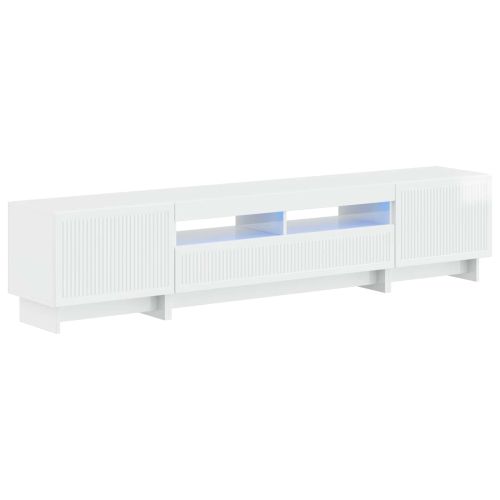 5 части LED ТВ шкаф Бял гланц Инженерна дървесина