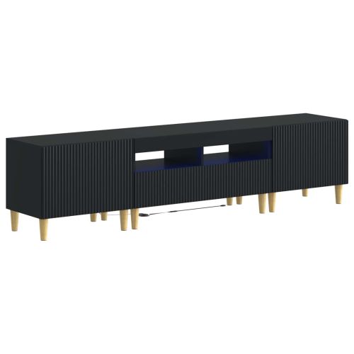 3 части LED ТВ шкаф ARNHEM 3 бр. Черно Инженерна дървесина