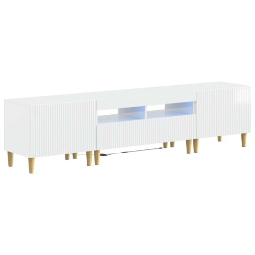 3 части LED ТВ шкаф ARNHEM 3 бр. Бял гланц Инженерна дървесина