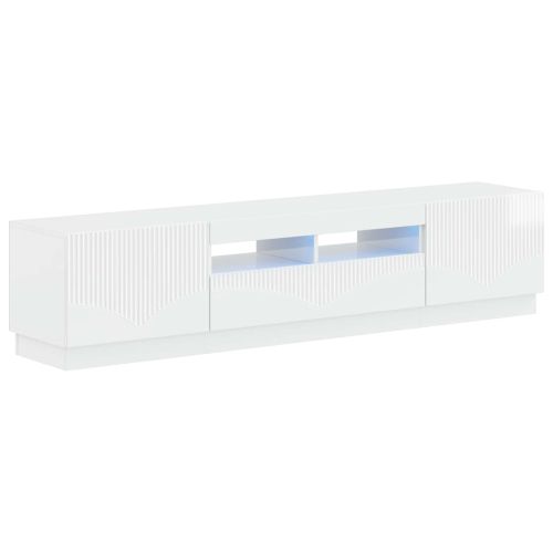 LED телевизионен кабинет HOORN 3 бр. Бял гланц