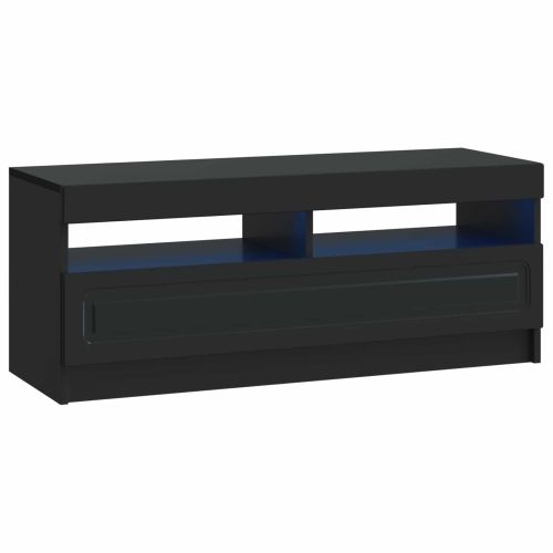 5 части LED ТВ шкаф Черно Инженерна дървесина
