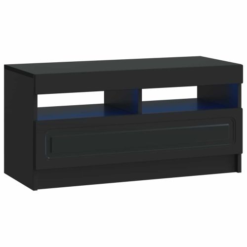 5 части LED ТВ шкаф Черно Инженерна дървесина