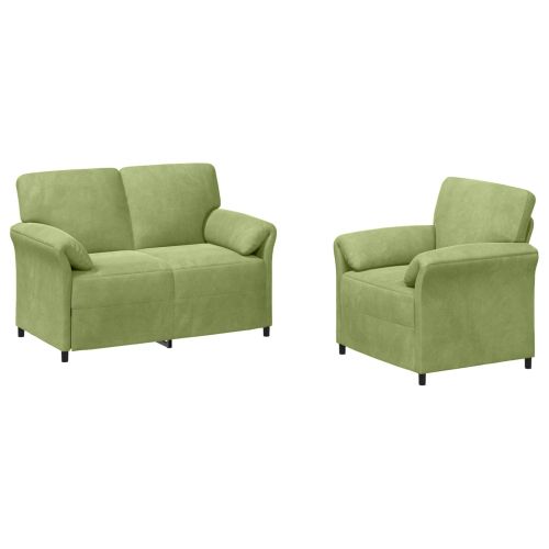 Комплект дивани 2 бр. Светло зелено Кадифе