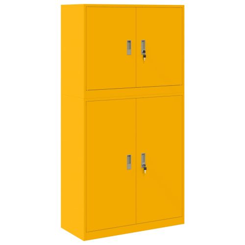 Шкаф за съхранение 2 бр. Горчично жълто 90 x 40 x 175 см