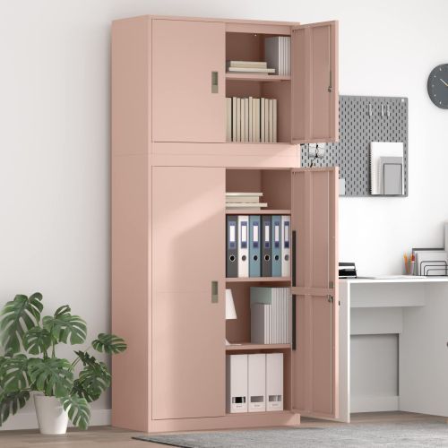 Шкаф за съхранение 2 бр. Розово 90 x 40 x 210 см Стомана