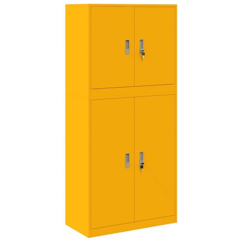 Шкаф за съхранение 2 бр. Горчично жълто 80 x 40 x 175 см