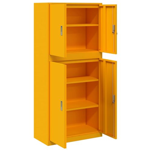 Шкаф за съхранение 2 бр. Горчично жълто 80 x 40 x 175 см