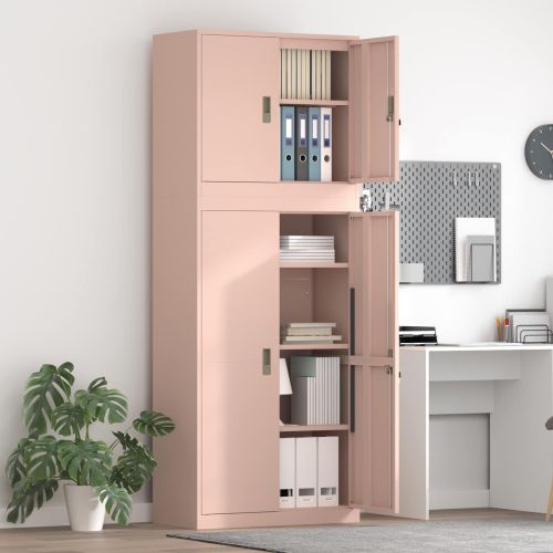 Шкаф за съхранение 2 бр. Розово 80 x 40 x 210 см Стомана