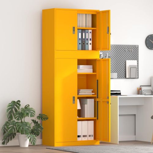 Шкаф за съхранение 2 бр. Горчично жълто 80 x 40 x 210 см