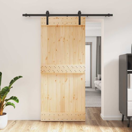 Преплъзваща се врата Естествено и черно 90 x 210 cm