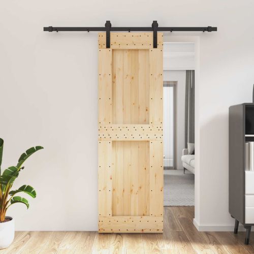 Преплъзваща се врата Естествено и черно 70 x 210 cm