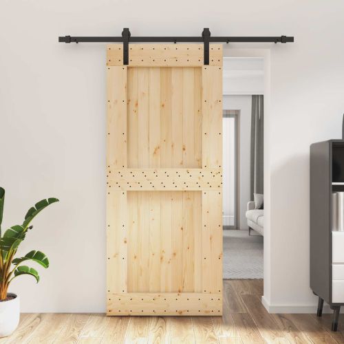 Преплъзваща се врата Естествено и черно 90 x 210 cm