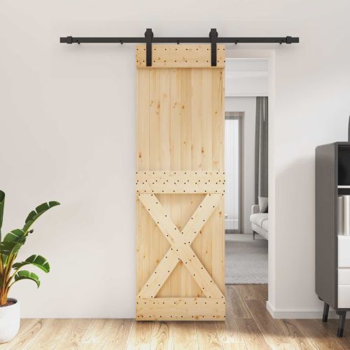 Преплъзваща се врата Естествено и черно 70 x 210 cm