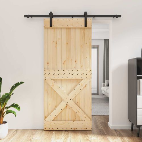 Преплъзваща се врата Естествено и черно 90 x 210 cm