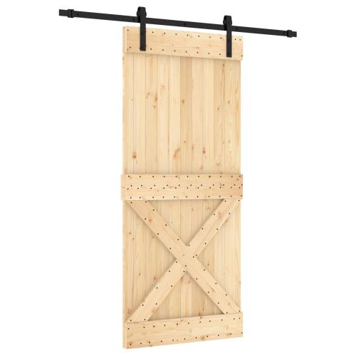 Преплъзваща се врата Естествено и черно 90 x 210 cm