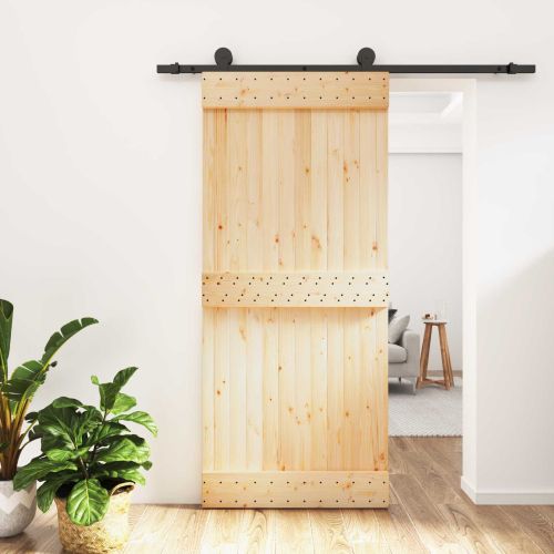 Преплъзваща се врата Естествено и черно 90 x 210 cm