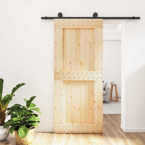 Преплъзваща се врата Естествено и черно 90 x 210 cm