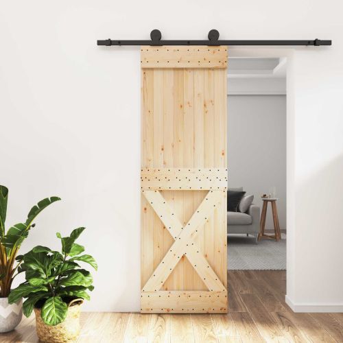 Преплъзваща се врата Естествено и черно 70 x 210 cm