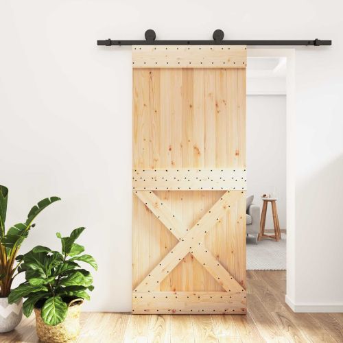 Преплъзваща се врата Естествено и черно 90 x 210 cm