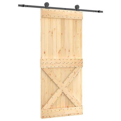 Преплъзваща се врата Естествено и черно 90 x 210 cm