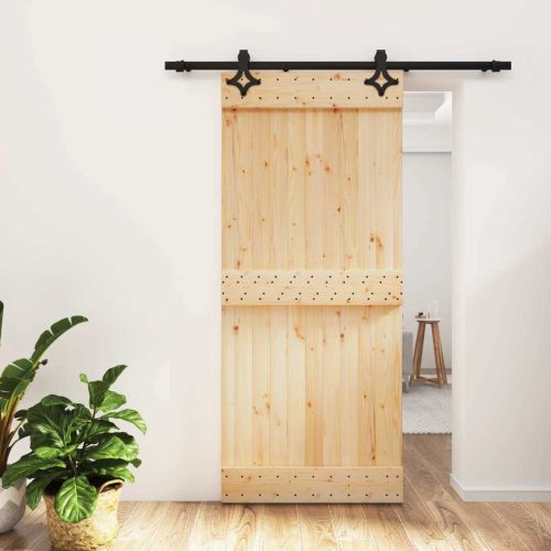 Преплъзваща се врата Естествено и черно 90 x 210 cm